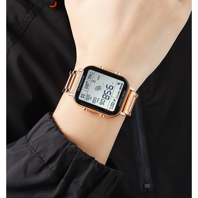 Мужские часы Skmei 1888RG Rose Gold с шагомером и электронным циферблатом