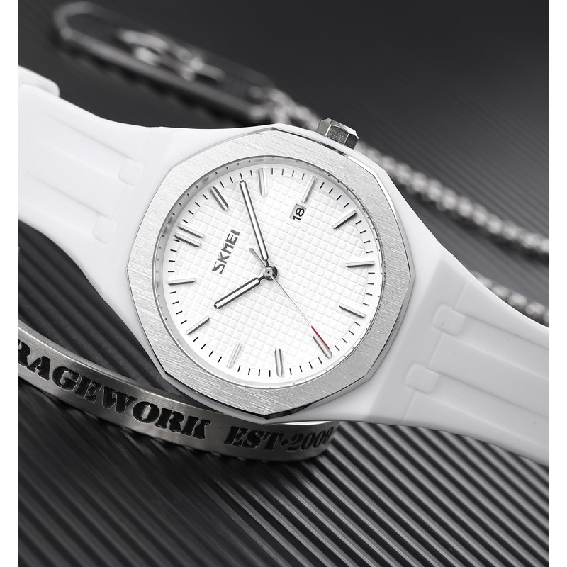 Наручные часы Skmei 9299WT White STOPPED — Спортивные унисекс часы с белым силиконовым ремешком
