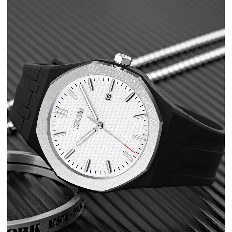 Наручные часы Skmei 9299BKWT Black-White унисекс в спортивном стиле с минеральным стеклом