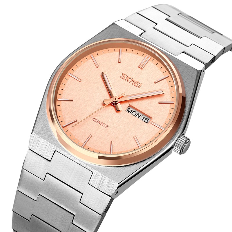 Мужские классические часы Skmei 9288SIRGRG Silver-Rose Gold на металлическом браслете