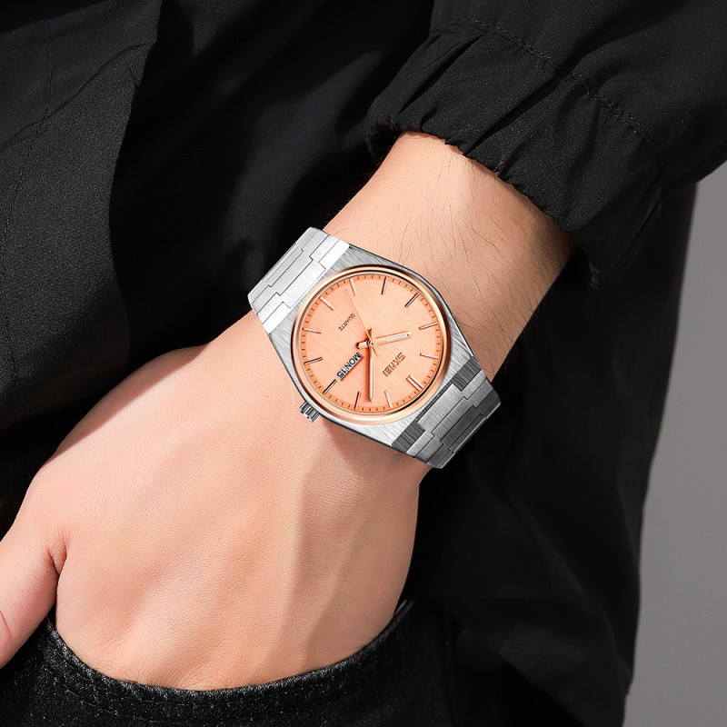 Мужские классические часы Skmei 9288SIRGRG Silver-Rose Gold на металлическом браслете