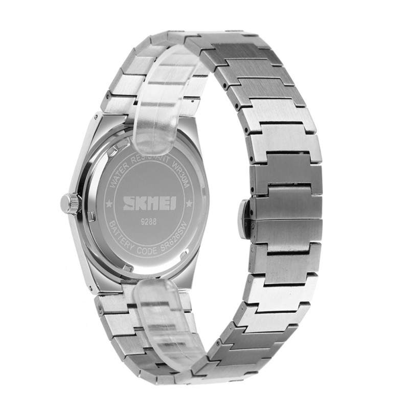 Чоловічий класичний годинник Skmei 9288SISI Silver-Silver з календарем та металевим браслетом