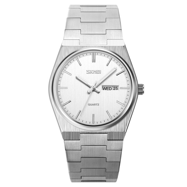 Чоловічий класичний годинник Skmei 9288SISI Silver-Silver з календарем та металевим браслетом