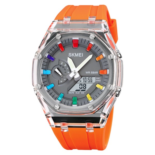 Спортивные часы Skmei 2100OG Orange с комбинированным циферблатом и водозащитой 5 ATM
