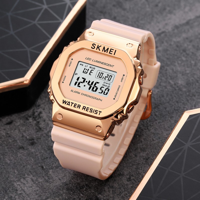 Жіночий спортивний годинник Skmei 1851PK Pink з електронним циферблатом та підсвічуванням