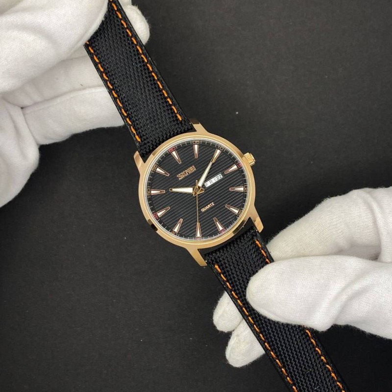 Мужские наручные часы Skmei 9303RGBK Rose Gold-Black с календарем и люминесцентной подсветкой
