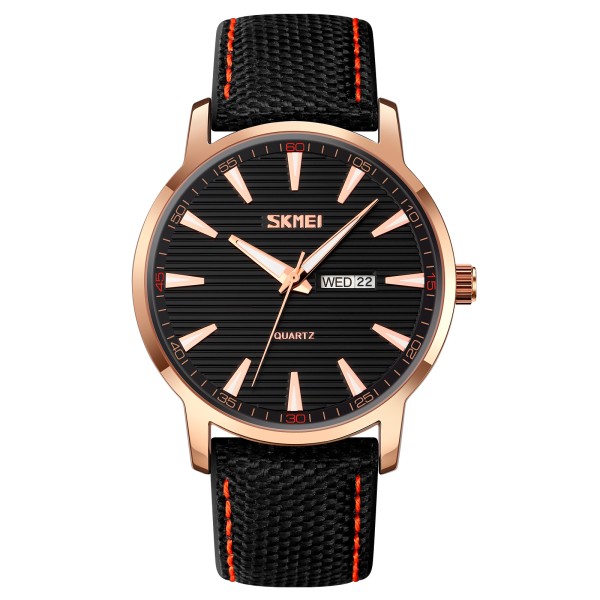 Мужские наручные часы Skmei 9303RGBK Rose Gold-Black с календарем и люминесцентной подсветкой