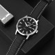 Чоловічий наручний годинник Skmei 9303SIBK Silver-Black з календарем та нейлоновим ремінцем