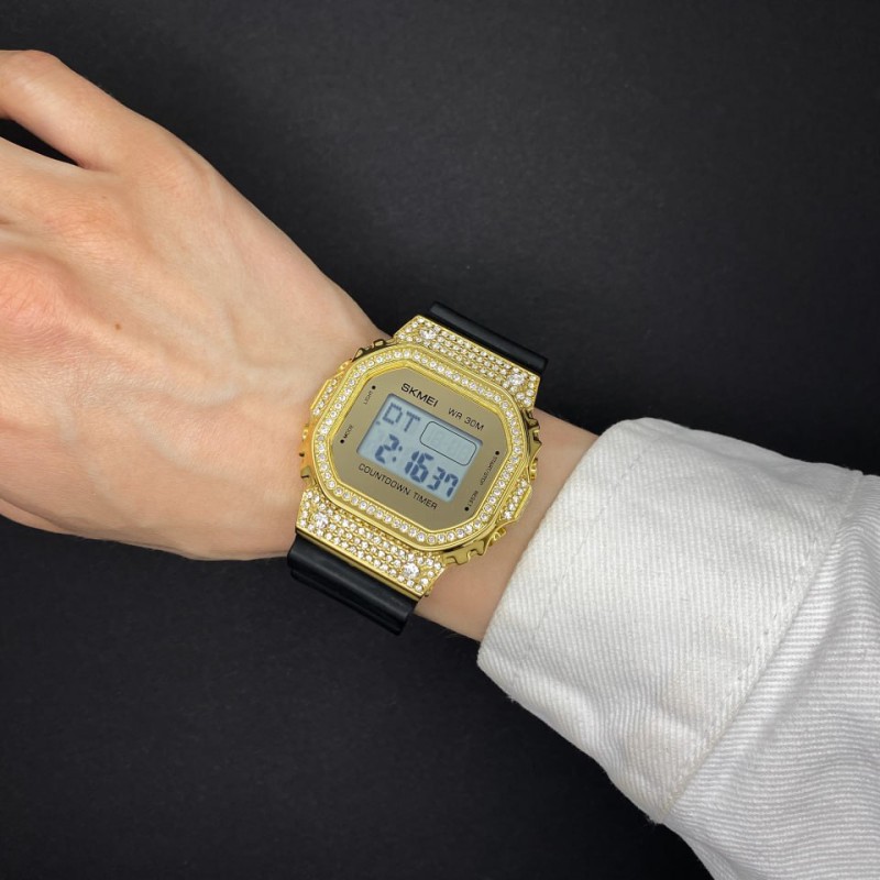 Жіночий спортивний годинник Skmei 2000RG Rose Gold з електронним циферблатом та підсвічуванням