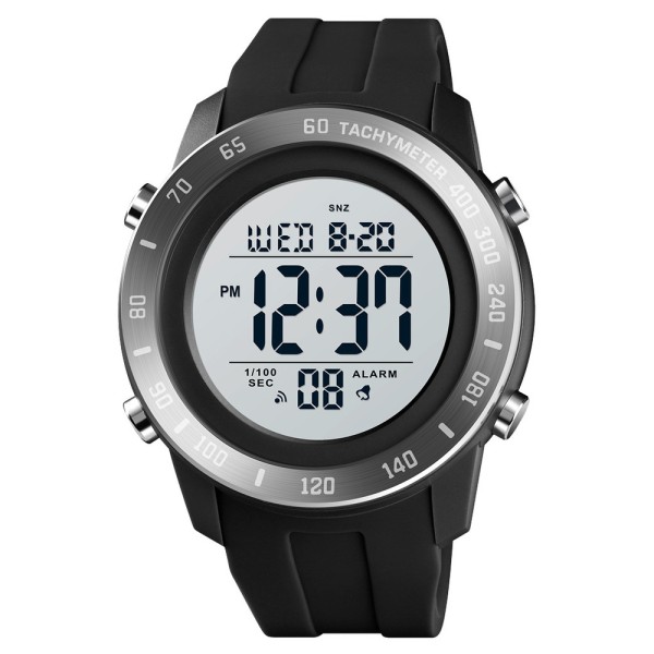 Мужские тактические часы Skmei 1524BKWT Black-White с электронным циферблатом и подсветкой