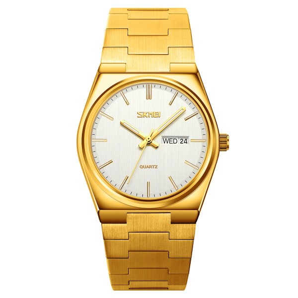 Мужские часы Skmei 9288GDSI Gold-Silver с календарем и люминесцентной подсветкой