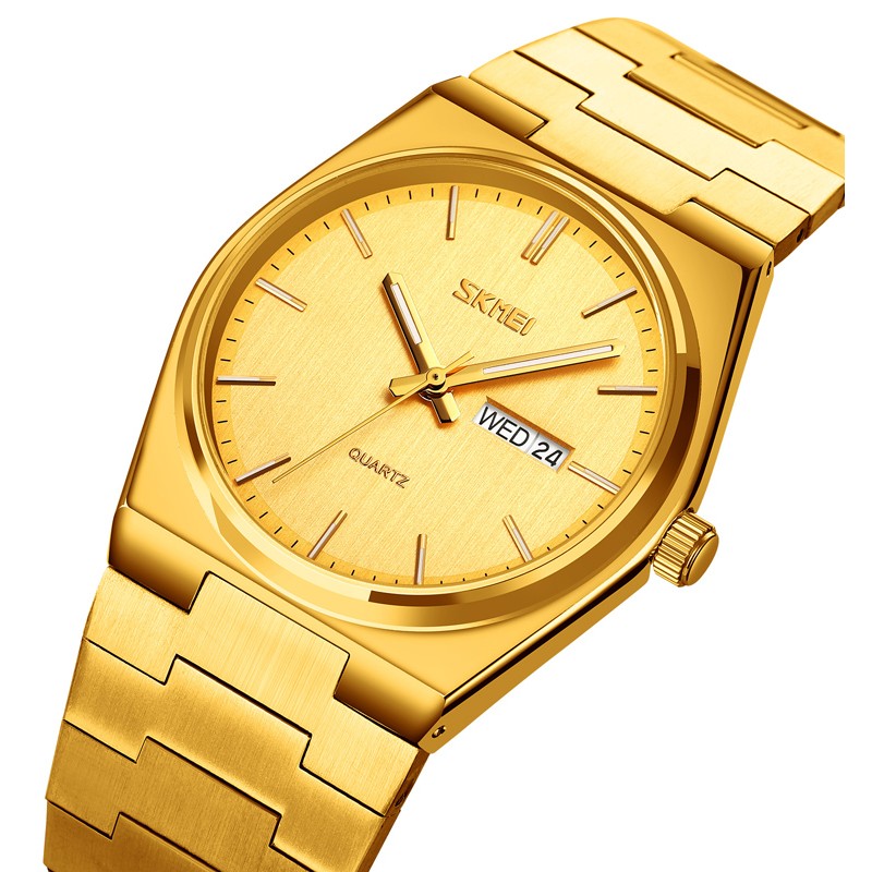Мужские классические часы Skmei 9288GDGD Gold-Gold с металлическим браслетом и календарем