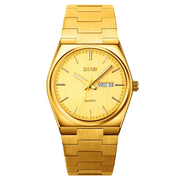 Мужские классические часы Skmei 9288GDGD Gold-Gold с металлическим браслетом и календарем