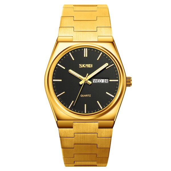 Чоловічий годинник Skmei 9288GDBK Gold-Black з металевим браслетом та календарем