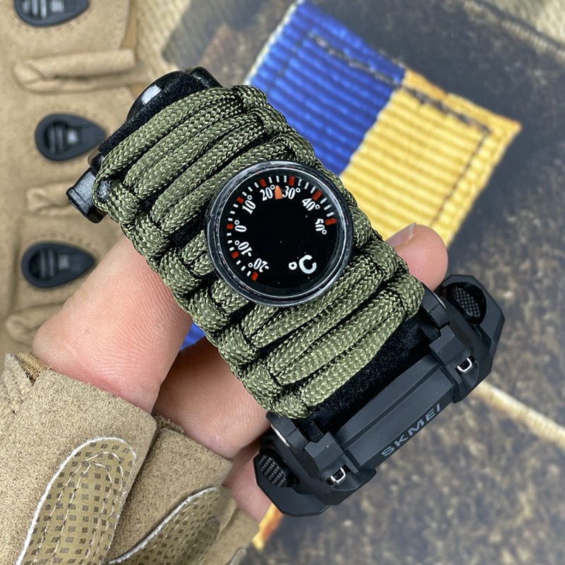 Чоловічий тактичний годинник Skmei 1356AGPK Army Green з компасом та крокоміром