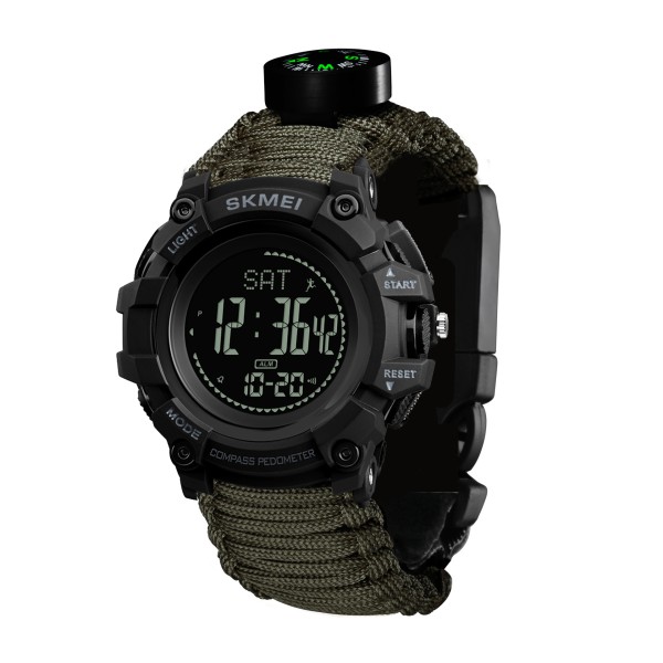 Чоловічий тактичний годинник Skmei 1356AGPK Army Green з компасом та крокоміром