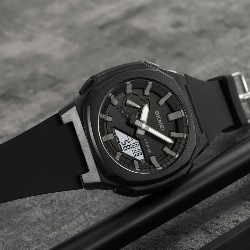 Мужские часы Skmei 2091BKGYWT Black-Grey White тактические с комбинированным циферблатом
