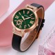 Жіночий класичний годинник Skmei 1977GNBK Green-Black з шкіряним ремінцем та зеленим циферблатом