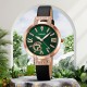 Жіночий класичний годинник Skmei 1977GNBK Green-Black з шкіряним ремінцем та зеленим циферблатом