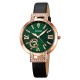Жіночий класичний годинник Skmei 1977GNBK Green-Black з шкіряним ремінцем та зеленим циферблатом