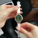 Женские часы Skmei 1977WT White STOPPED с белым кожаным ремешком и зеленым циферблатом