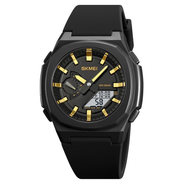 Чоловічий спортивний годинник Skmei 2091BKGDWT Black-Gold-White з комбінованим циферблатом