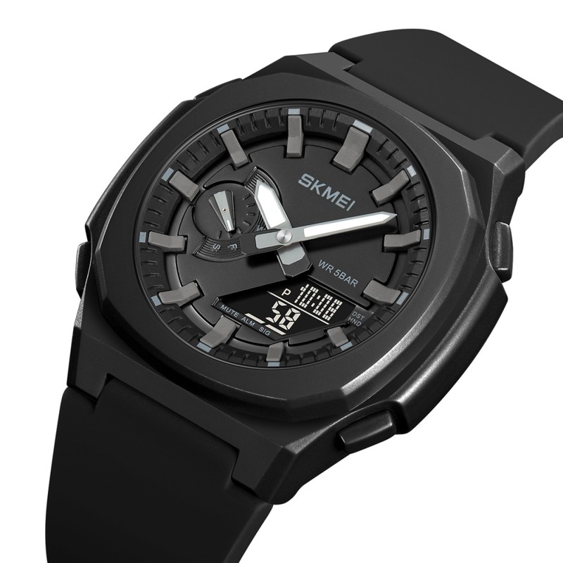 Чоловічий годинник Skmei 2091BKGYBK Black-Grey-Black тактичний з комбінованим циферблатом