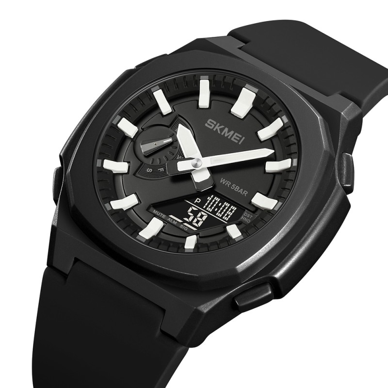 Чоловічий годинник Skmei 2091BKWTBK Black-White-Black з комбінованим циферблатом та захистом 5 ATM