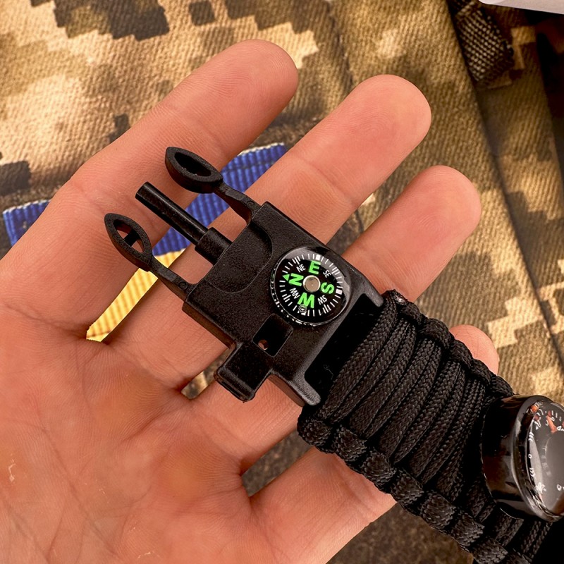 Чоловічий тактичний годинник Skmei 1356BK Black Tactic Compass з компасом та крокоміром