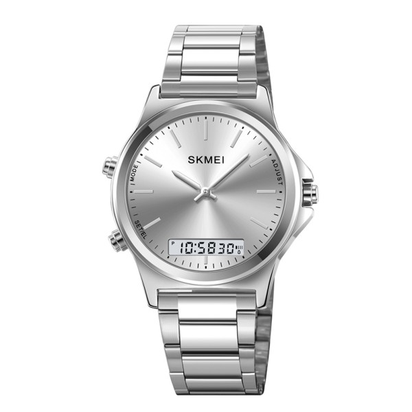 Наручний годинник Skmei 2120SISI Silver-Silver унісекс з комбінованим циферблатом та металевим браслетом