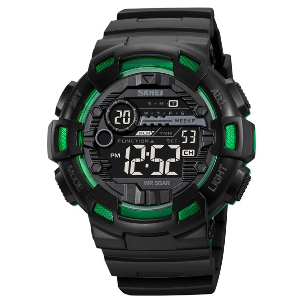 Чоловічий спортивний годинник Skmei 2110BKGN Black-Green з електронним циферблатом та водозахистом 5 ATM