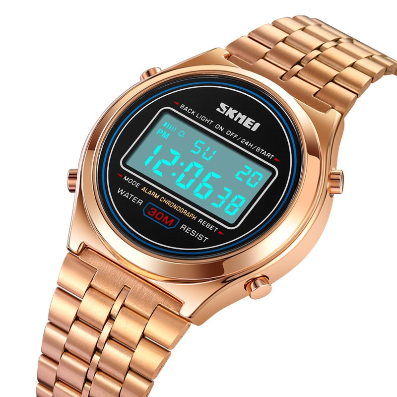 Чоловічий годинник Skmei 2146RG Rose Gold з електронним циферблатом та підсвічуванням