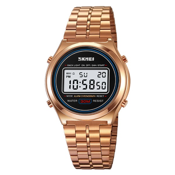 Чоловічий годинник Skmei 2146RG Rose Gold з електронним циферблатом та підсвічуванням