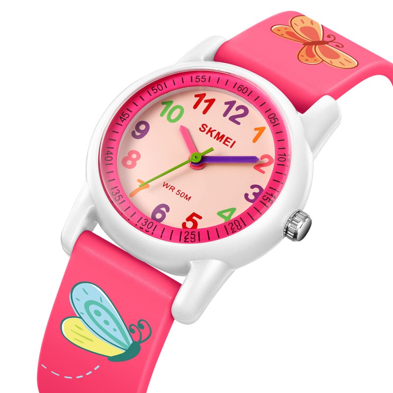 Дитячий наручний годинник Skmei 2157PKWT Pink-White з водонепроникністю 5 ATM