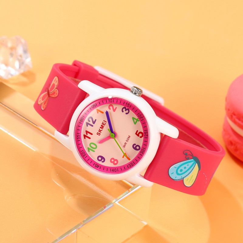 Дитячий наручний годинник Skmei 2157PKWT Pink-White з водонепроникністю 5 ATM