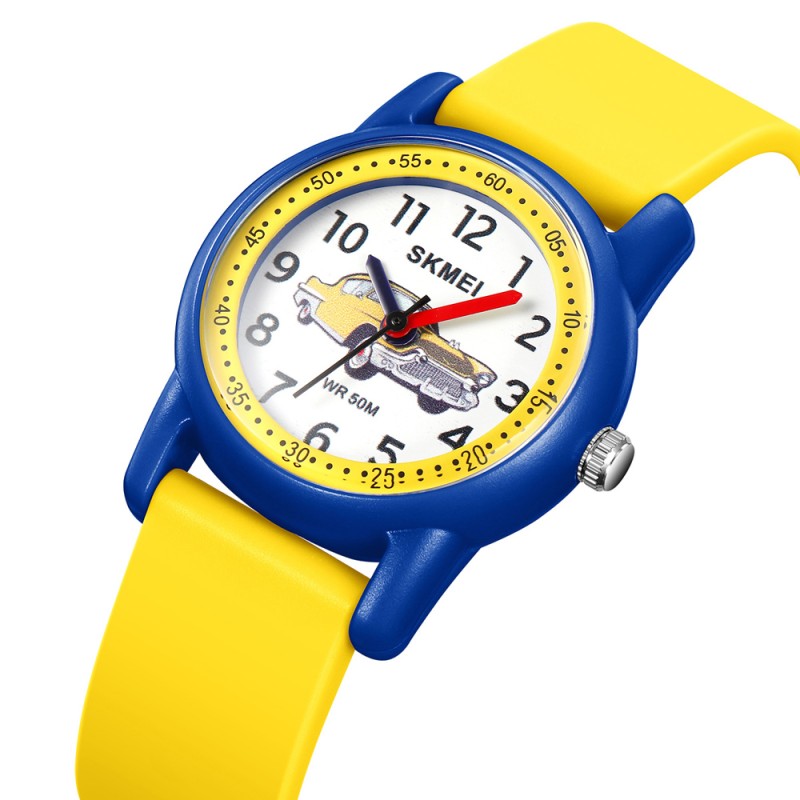 Дитячий наручний годинник Skmei 2157YLBU Yellow-Blue з водозахистом 5 ATM та каучуковим ремінцем