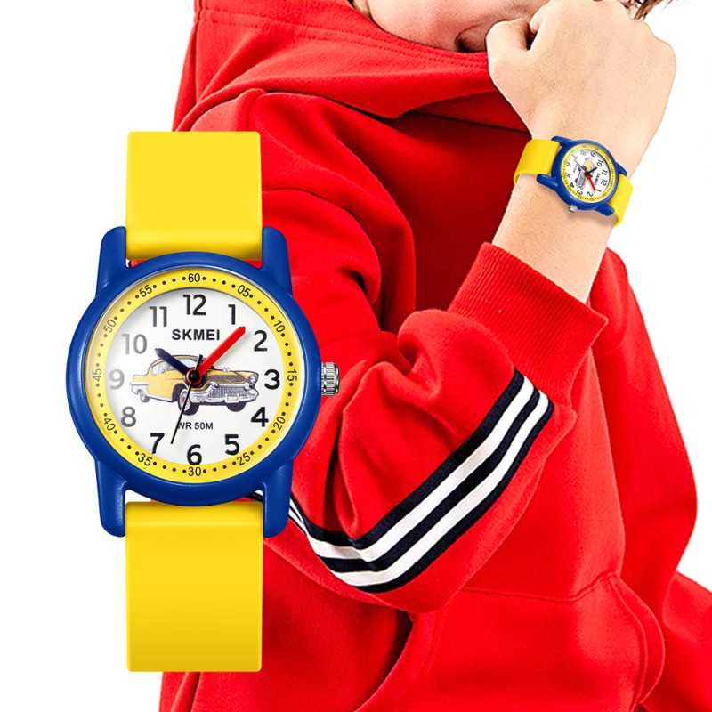 Дитячий наручний годинник Skmei 2157YLBU Yellow-Blue з водозахистом 5 ATM та каучуковим ремінцем