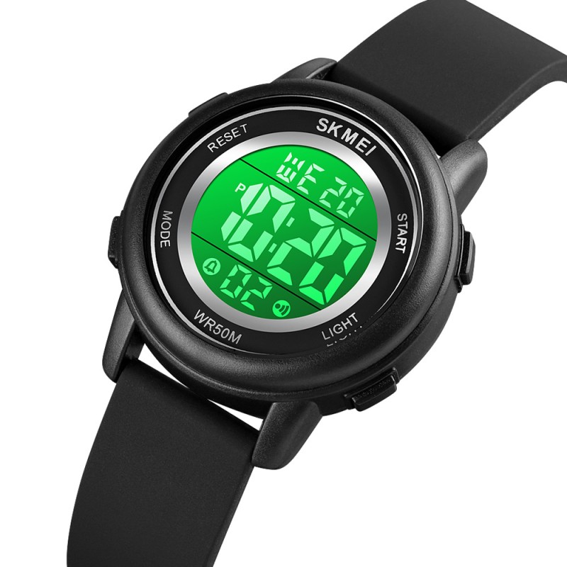 Дитячий електронний годинник Skmei 1721BK Black з підсвічуванням та водозахистом 5 ATM