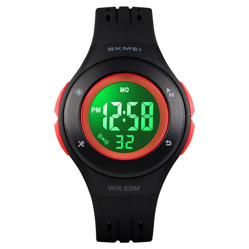Дитячий спортивний годинник Skmei 1455BK Black з електронним циферблатом та підсвічуванням