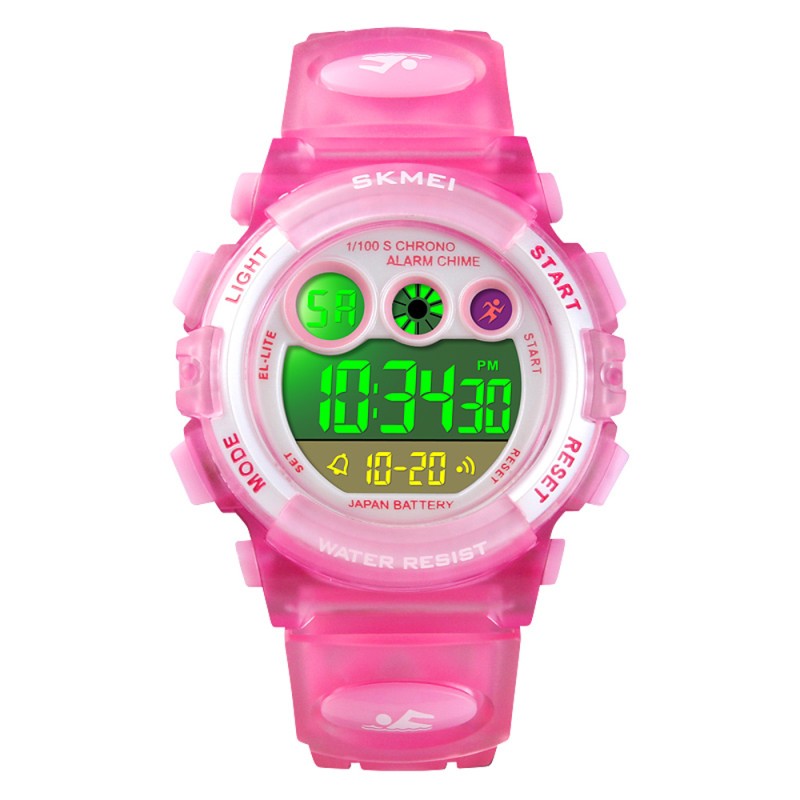 Детские спортивные часы Skmei 1451LTPK Light-Pink с подсветкой и будильником