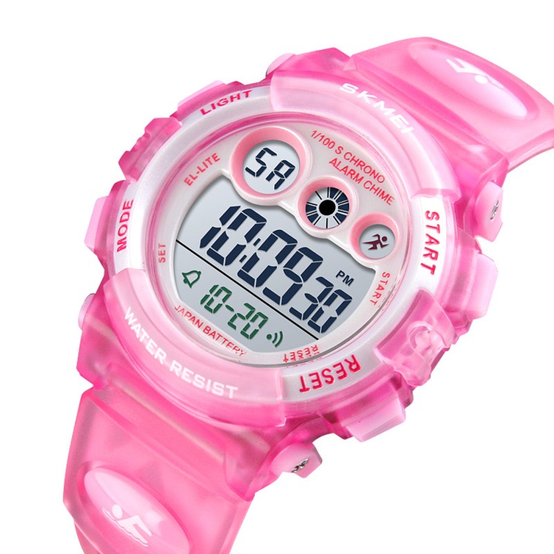 Детские спортивные часы Skmei 1451LTPK Light-Pink с подсветкой и будильником