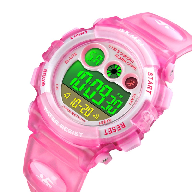 Детские спортивные часы Skmei 1451LTPK Light-Pink с подсветкой и будильником