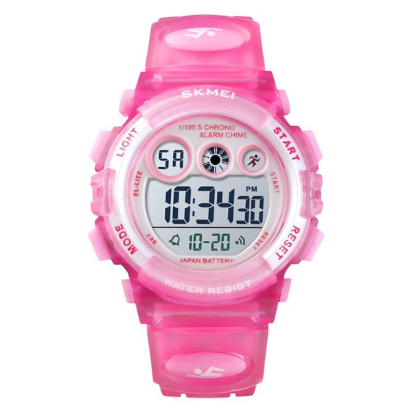 Детские спортивные часы Skmei 1451LTPK Light-Pink с подсветкой и будильником