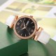 Жіночий годинник Skmei 2090RGWT Rose Gold-White з білим шкіряним ремінцем та календарем