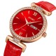 Жіночий класичний годинник Skmei 2090RGRD Rose Gold-Red з календарем та шкіряним ремінцем