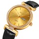 Жіночий класичний годинник Skmei 2090GDGDBK Gold Gold-Black з календарем та шкіряним ремінцем
