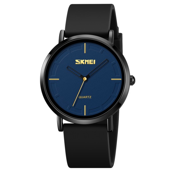 Кварцевые часы Skmei 2050BKBU Black-Blue с минеральным стеклом и каучуковым ремешком