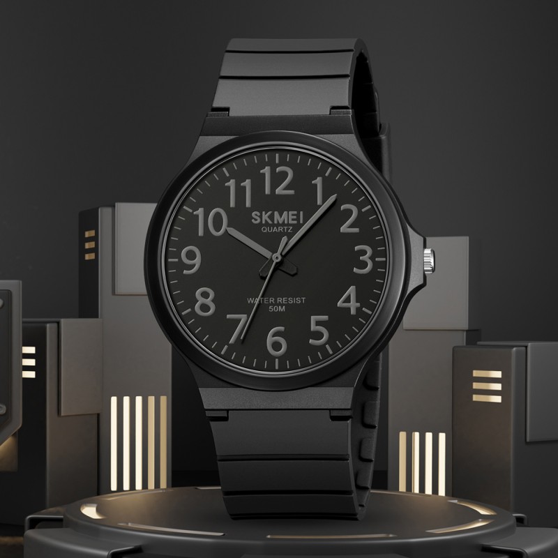 Чоловічий годинник Skmei 2108BKDKGY-AC Black Grey-AC з водонепроникністю 5 ATM та каучуковим ремінцем
