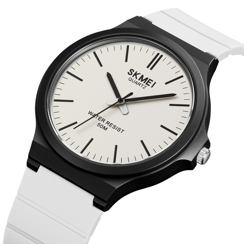 Мужские наручные часы Skmei 2108BKWT Black-White с каучуковым ремешком и защитой 5 ATM