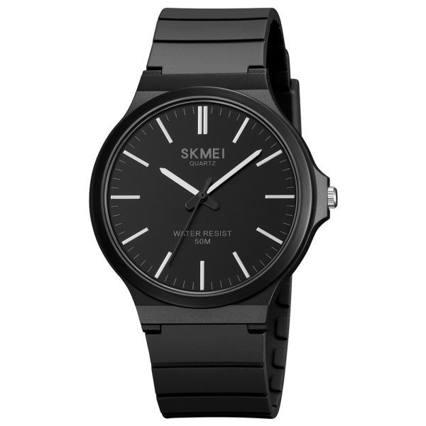 Чоловічий наручний годинник Skmei 2108BKSI Black-Silver з каучуковим ремінцем та водозахистом 5 ATM